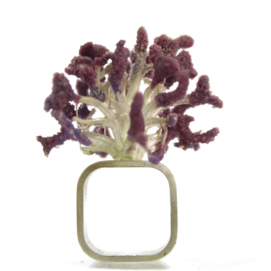 Silver Purple Coral Ring